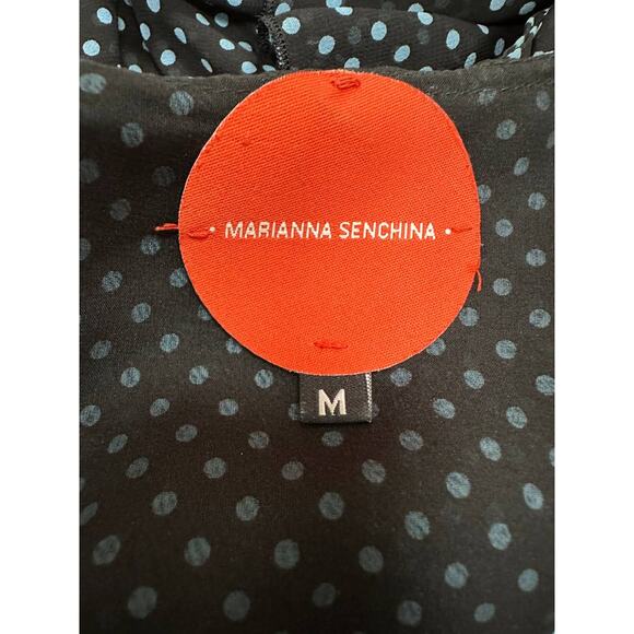 Marianna Senchina Polka-dot Silk Scarf Mini Dress Sz.M - Picture 3 of 5